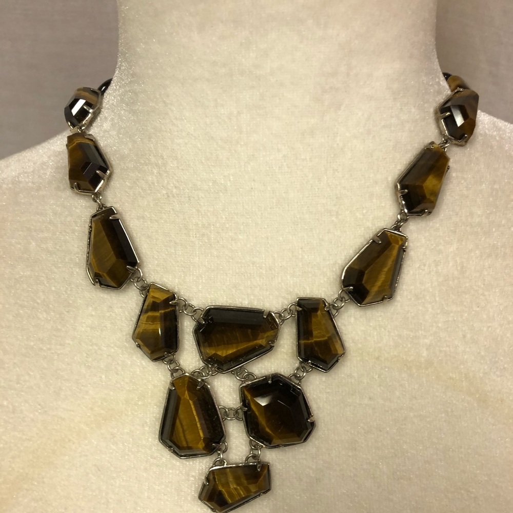Faux Fashion Brown Stone Waterfall Necklace